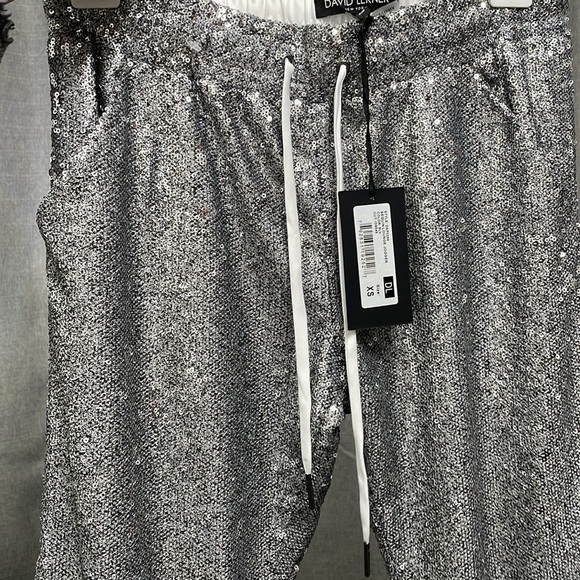 NWT David Lerner silver sequin lounge jogger size XS - Picture 11 of 12